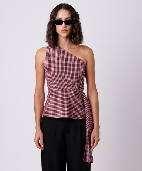 blusa peplum ombro único feminina mindset colorida