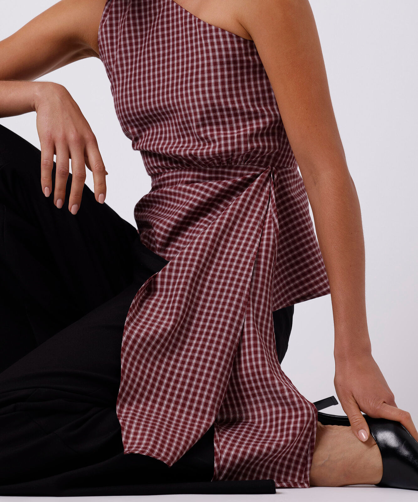 blusa peplum ombro único feminina mindset colorida