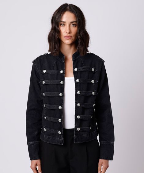 jaqueta militar feminina jeans mindset preta