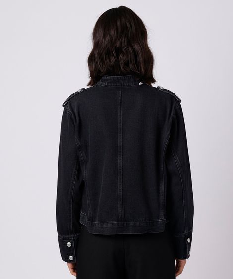 jaqueta militar feminina jeans mindset preta