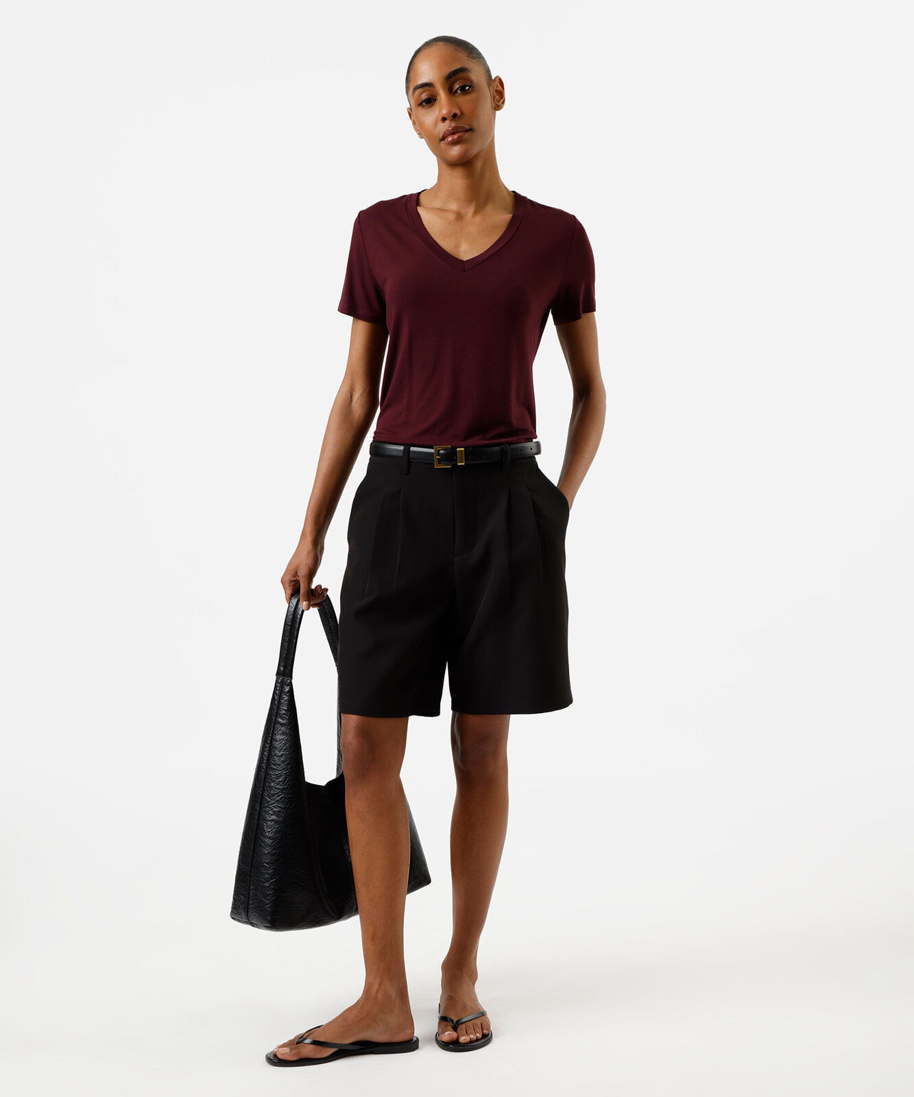 blusa feminina gola v lisa vinho