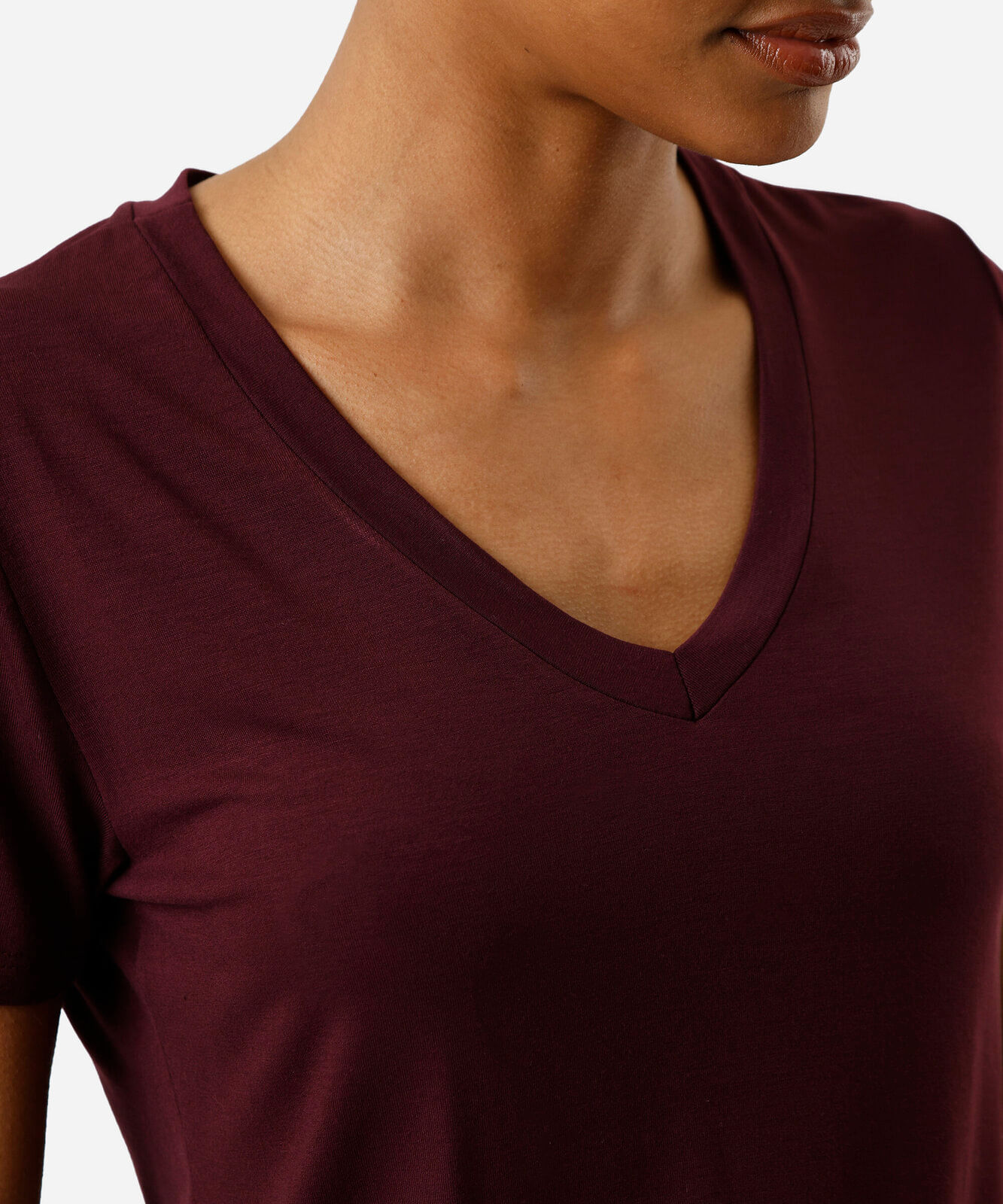 blusa feminina gola v lisa vinho