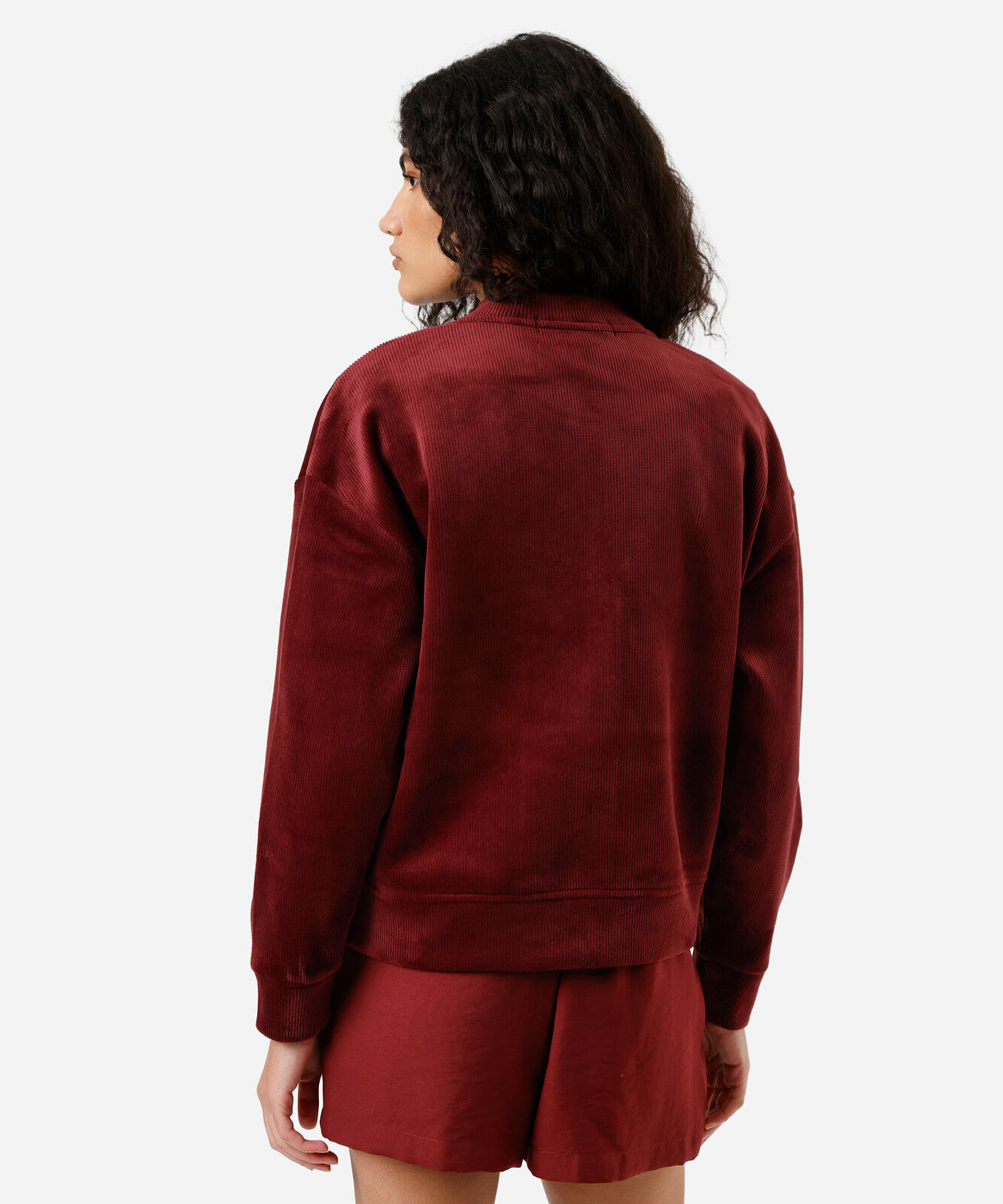 jaqueta bomber feminina de veludo cotelê com bolsos vinho