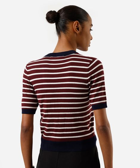 blusa feminina em tricot listrado vinho