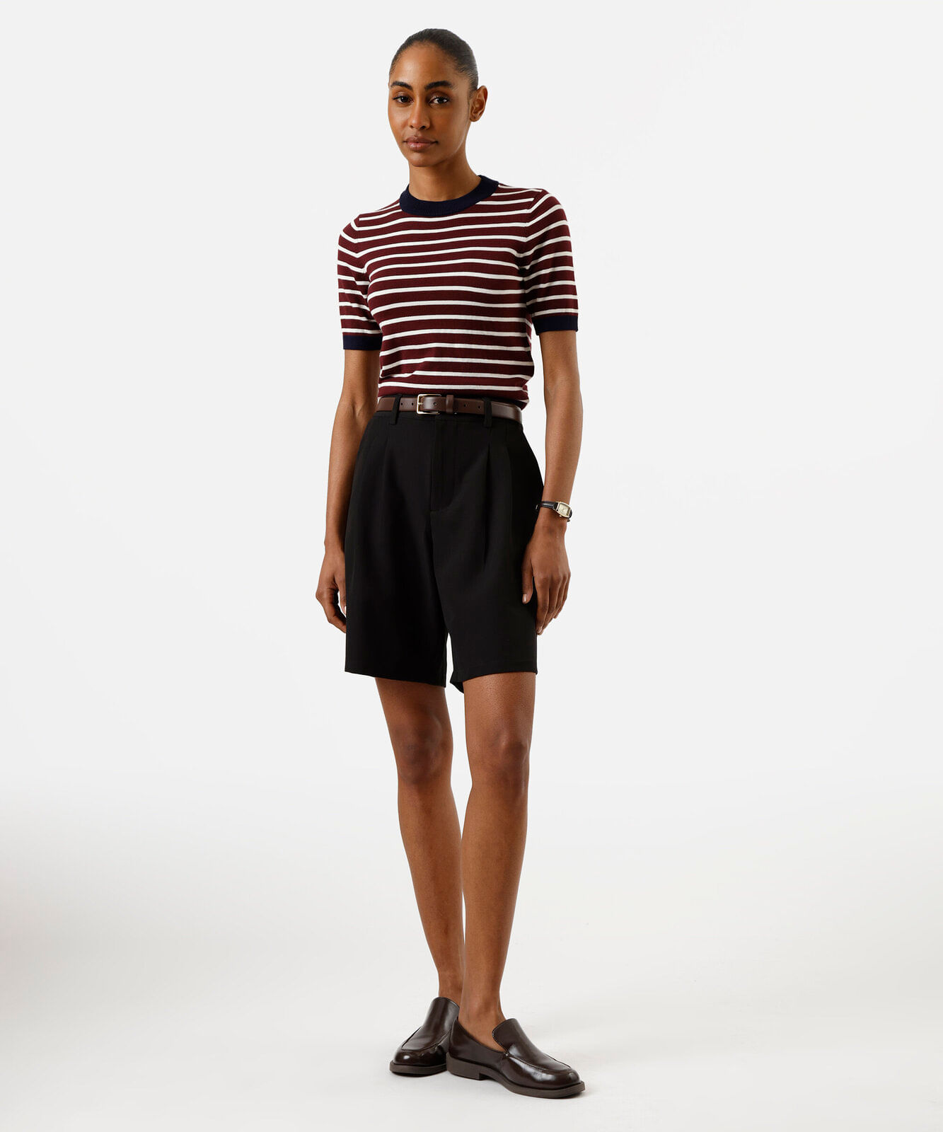 blusa feminina em tricot listrado vinho