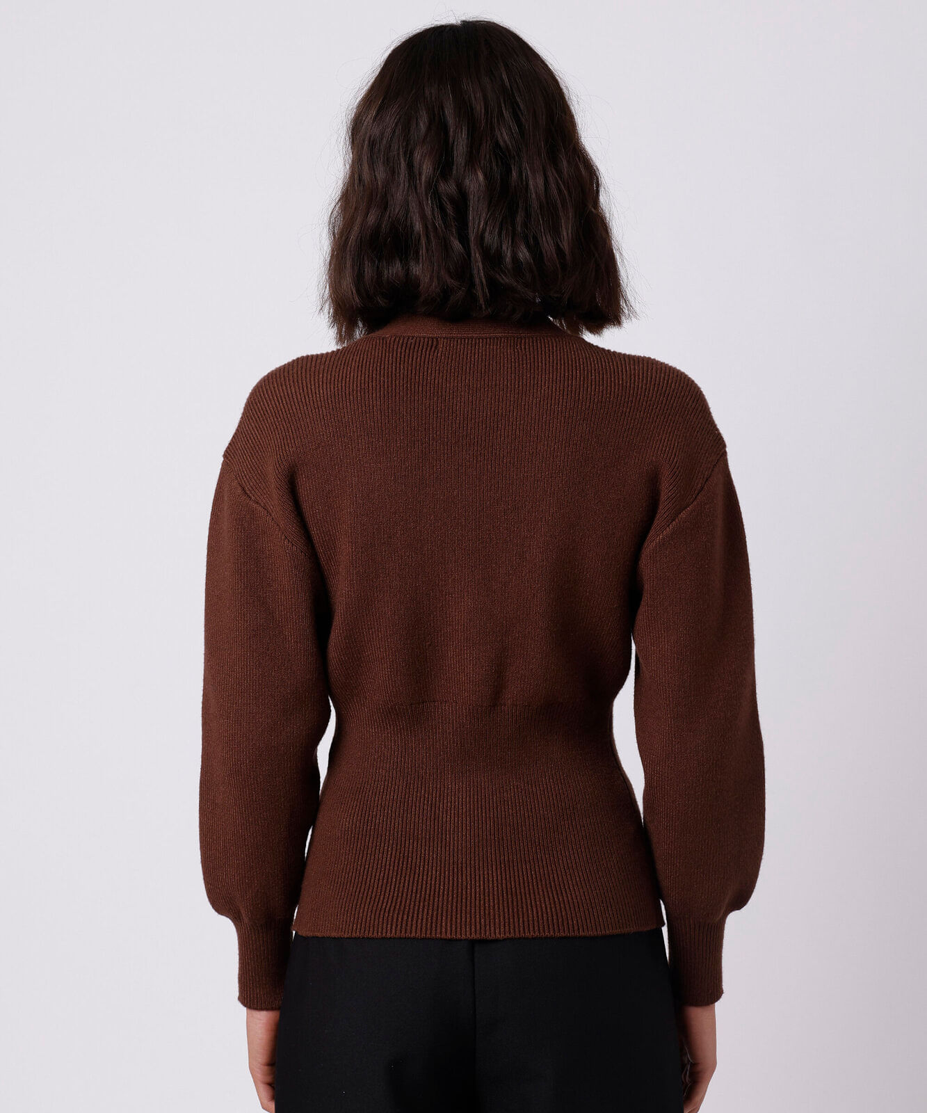 cardigan acinturado feminino de tricot mindset marrom