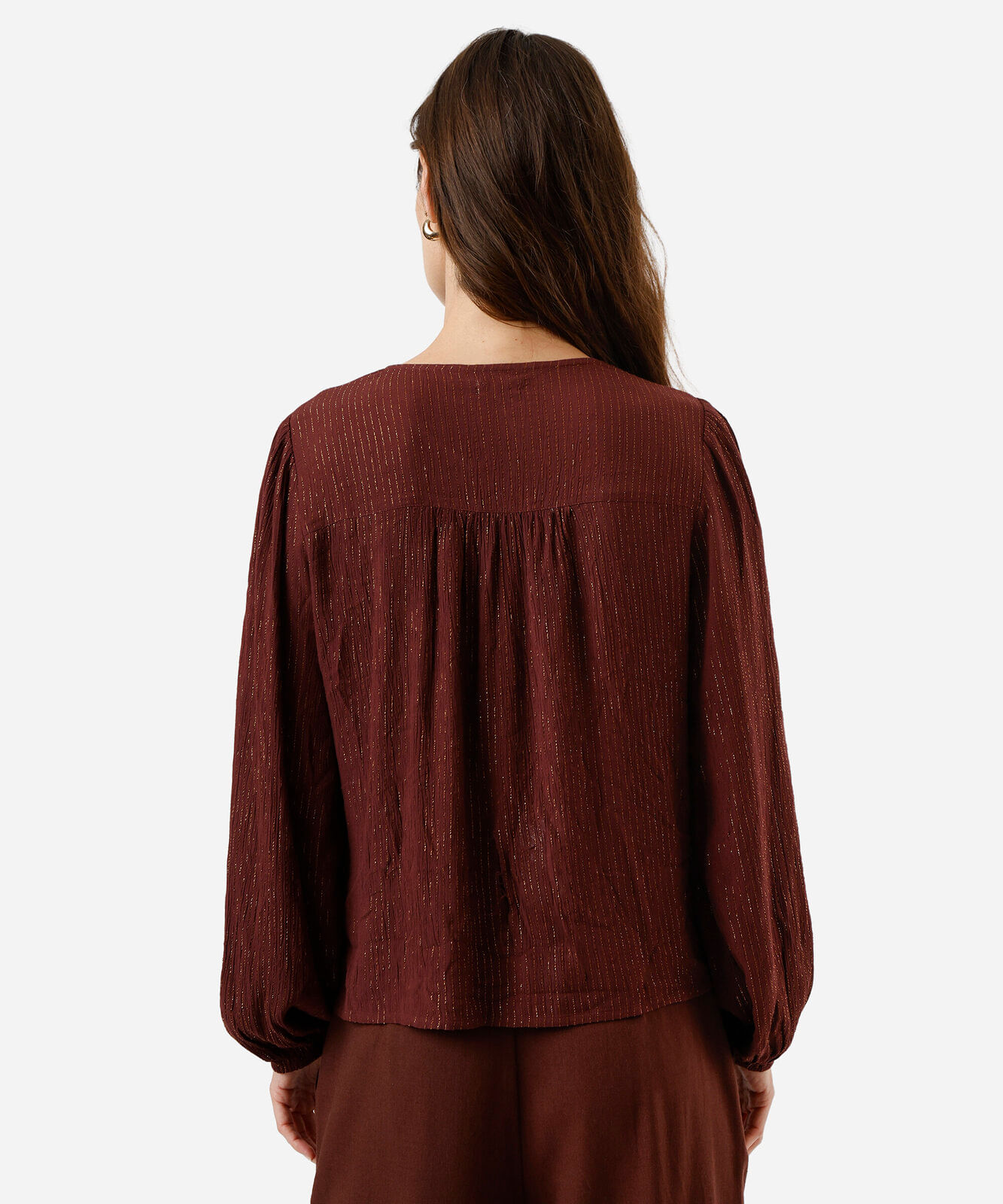 bata feminina com viscose e lurex bordado marrom