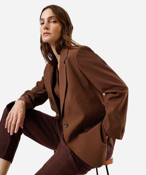 blazer de alfaiataria feminino clássico marrom