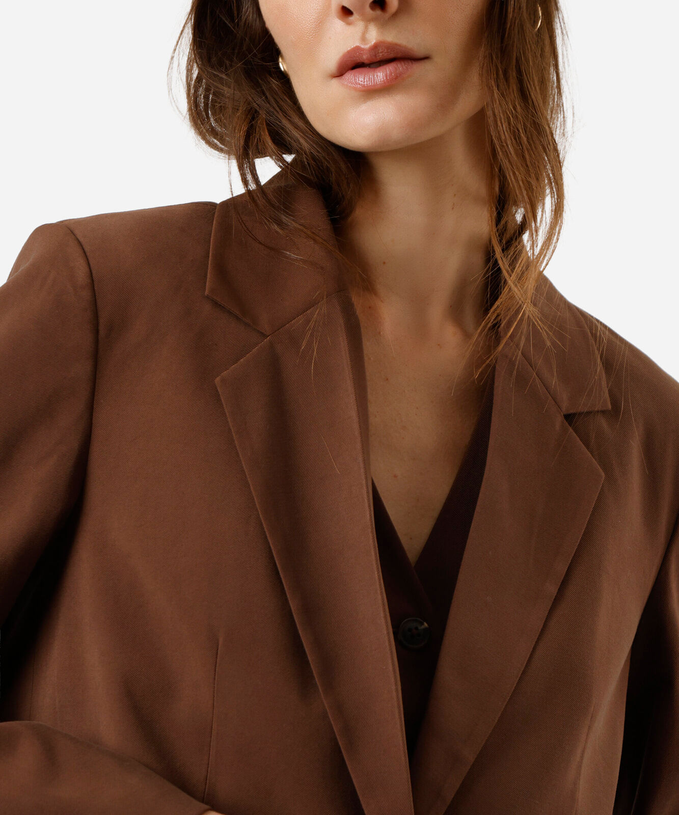 blazer de alfaiataria feminino clássico marrom