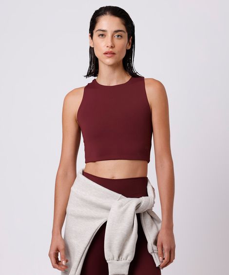 top esportivo feminino com recorte mindset sport vinho