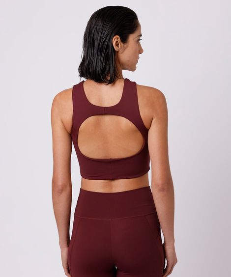 top esportivo feminino com recorte mindset sport vinho