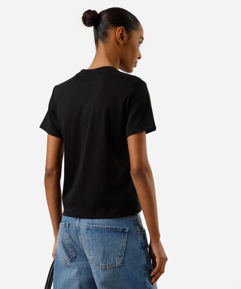 camiseta slim feminina de algodão peruano manga curta básica preto