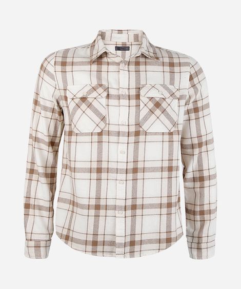 camisa juvenil manga longa xadrez off white