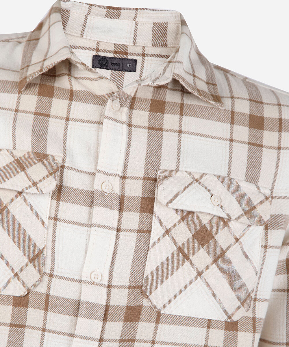 camisa juvenil manga longa xadrez off white
