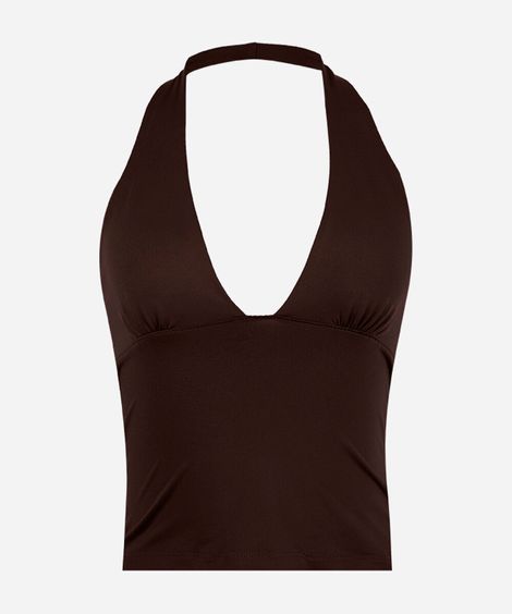 top halterneck juvenil marrom
