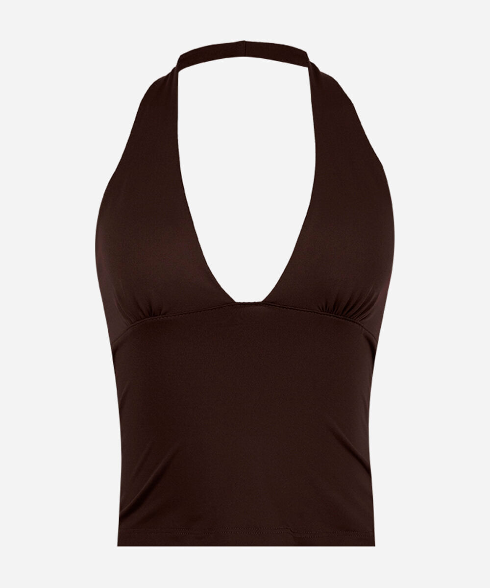 top halterneck juvenil marrom