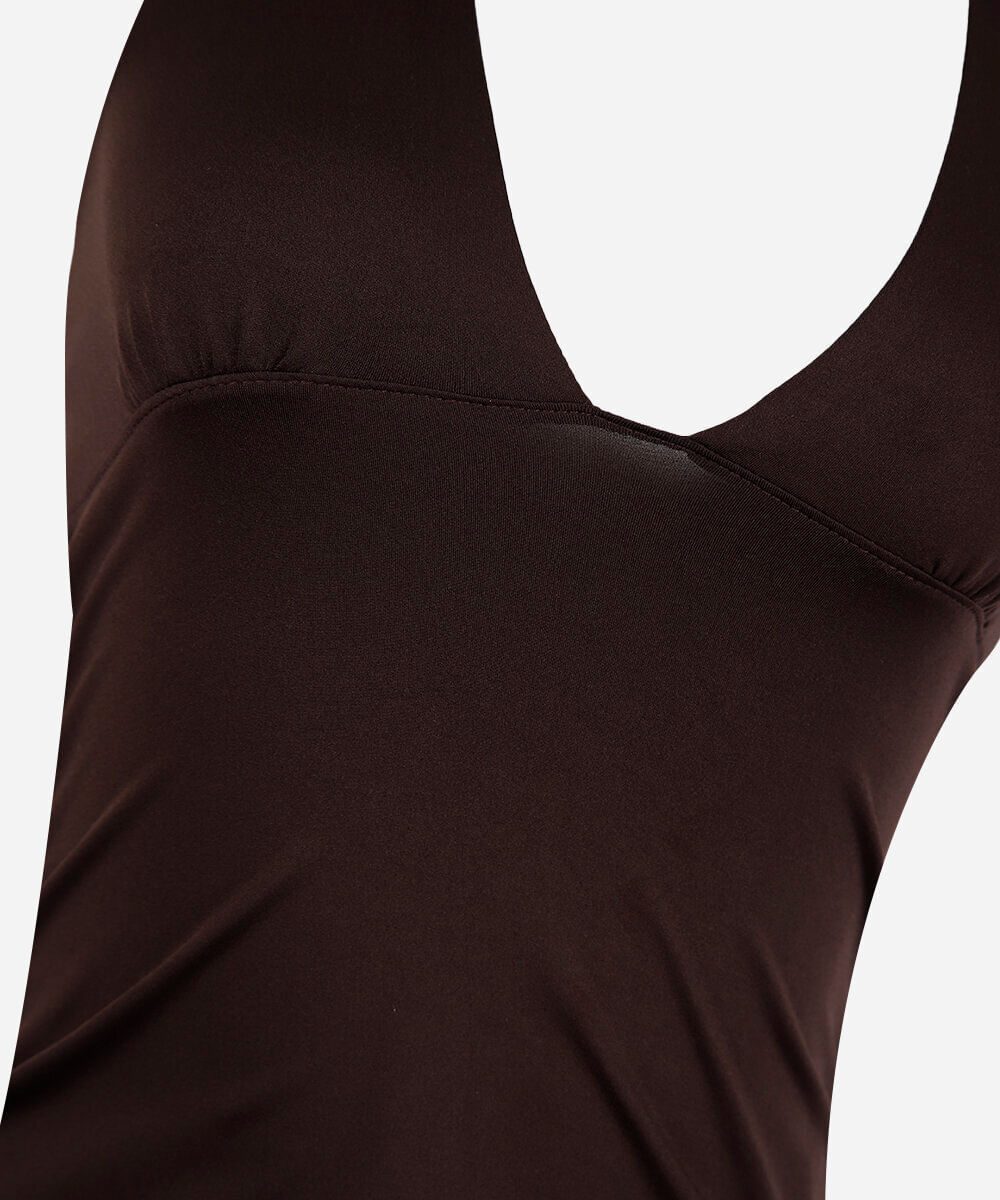 top halterneck juvenil marrom