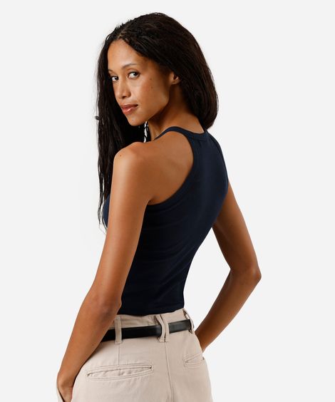 regata básica feminina de algodão halterneck com bojo marrom