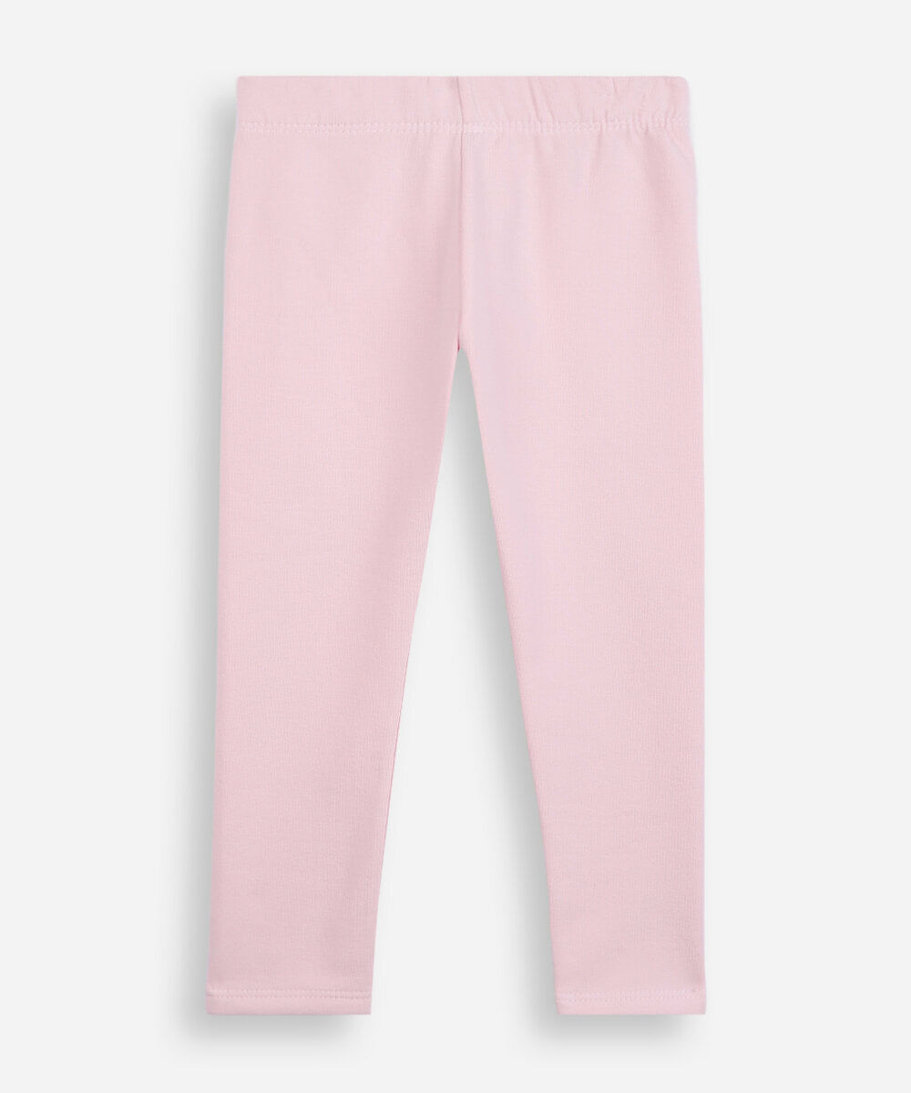 calça legging infantil de algodão felpado rosa