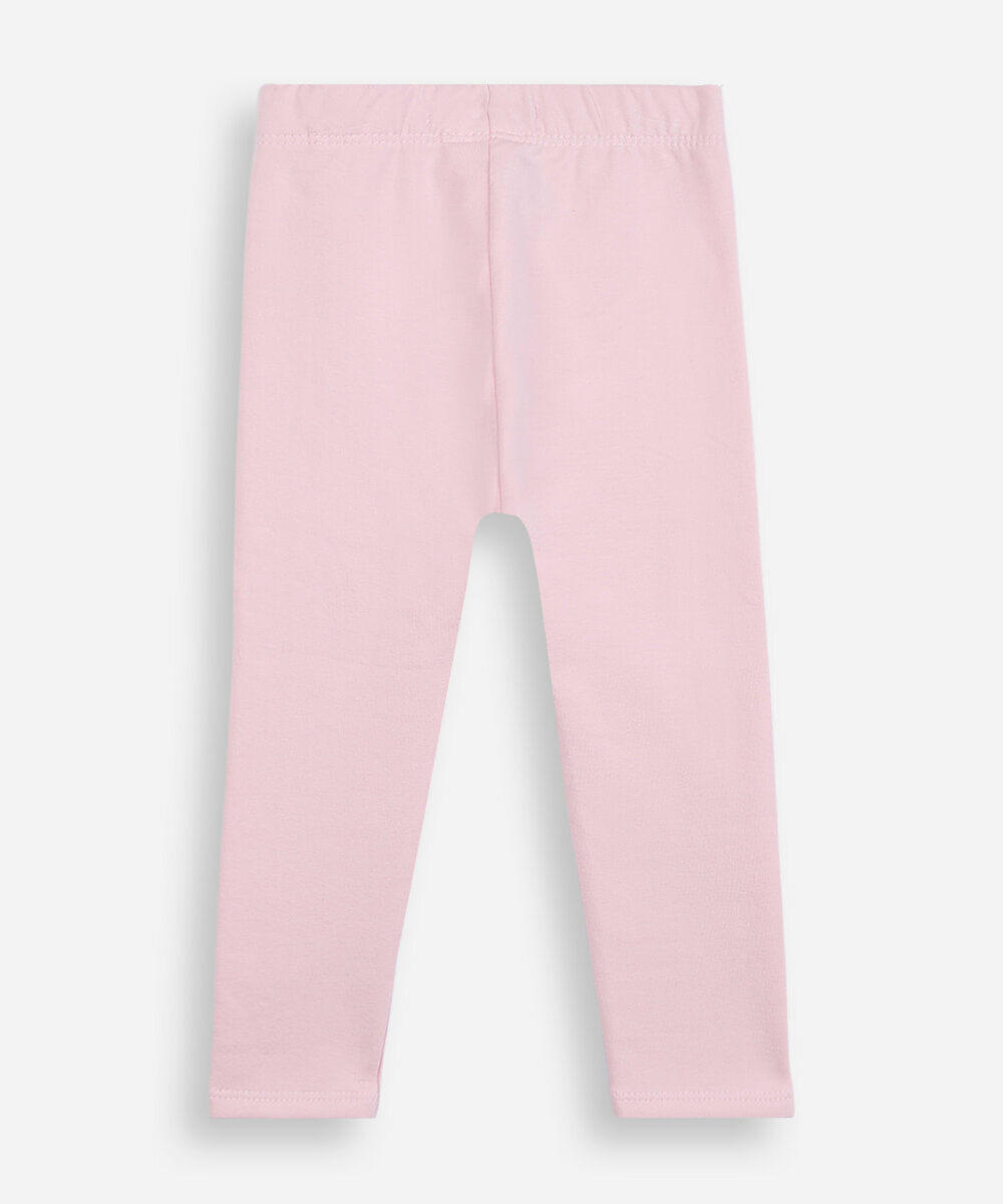 calça legging infantil de algodão felpado rosa