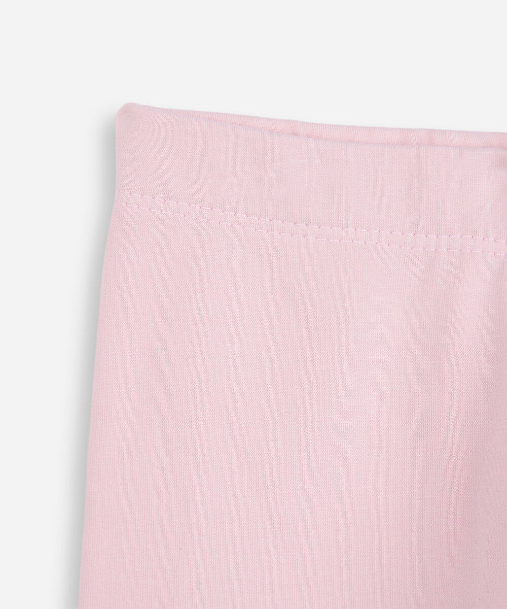calça legging infantil de algodão felpado rosa