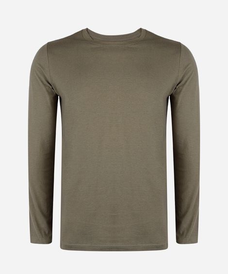 camiseta juvenil de algodão manga longa verde