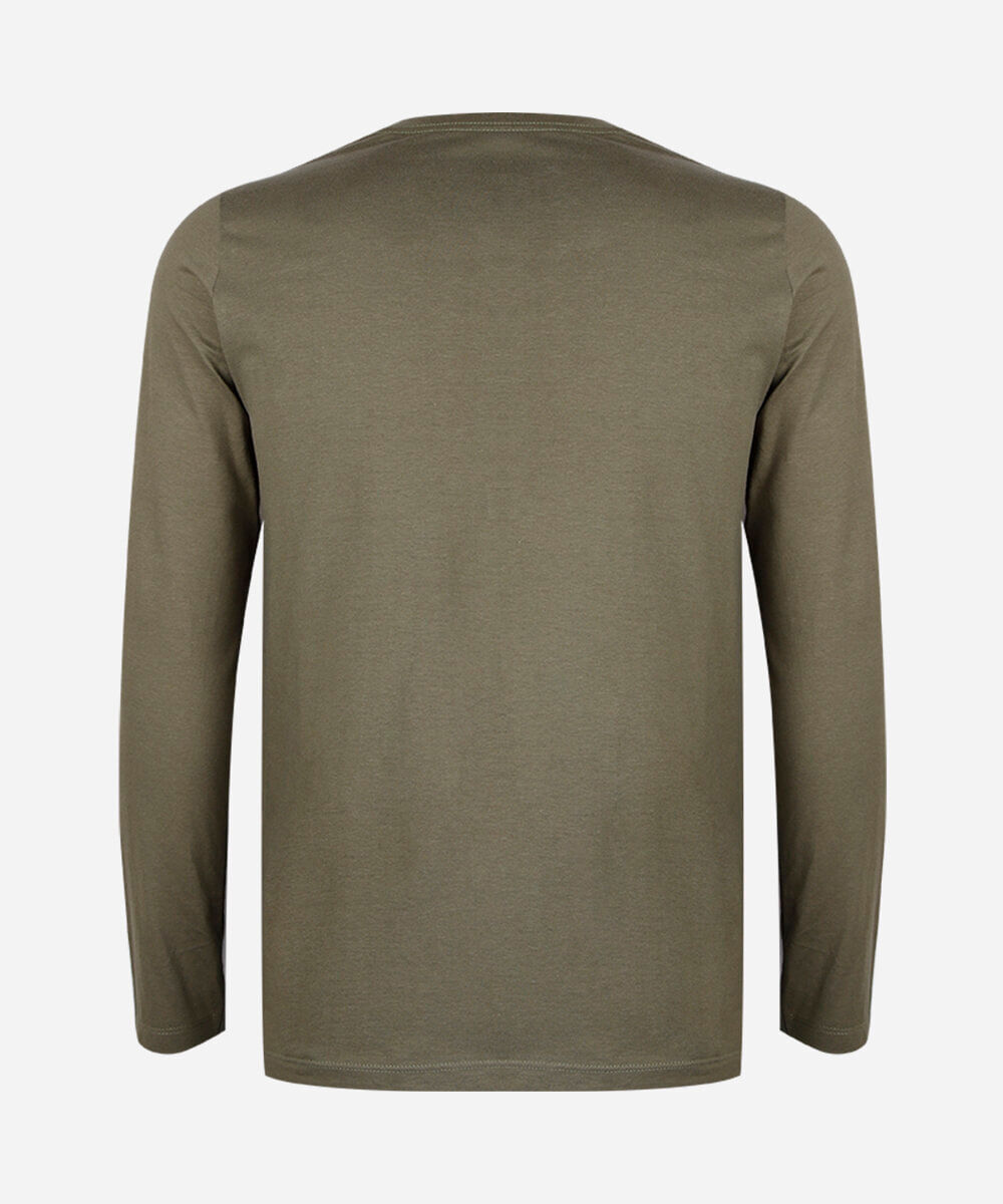 camiseta juvenil de algodão manga longa verde