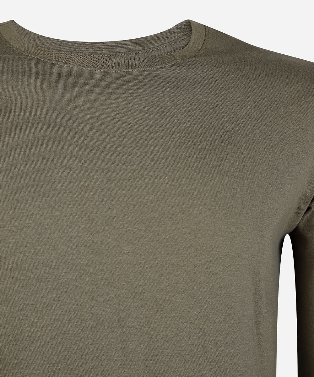 camiseta juvenil de algodão manga longa verde