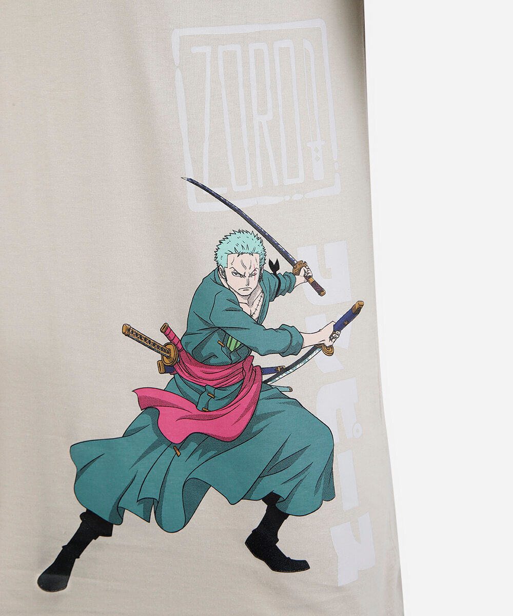 camiseta juvenil de algodão manga curta one piece bege