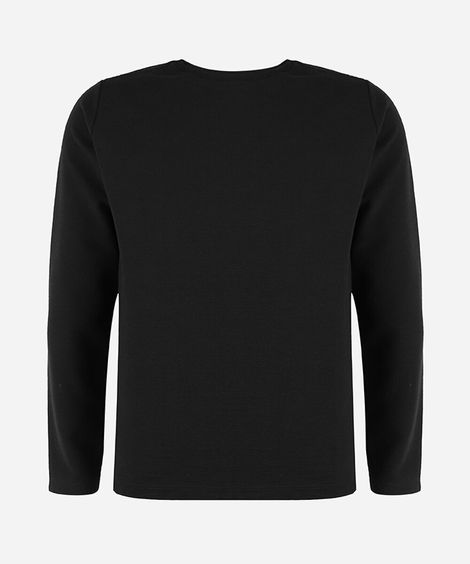 blusa juvenil manga longa canelada preta