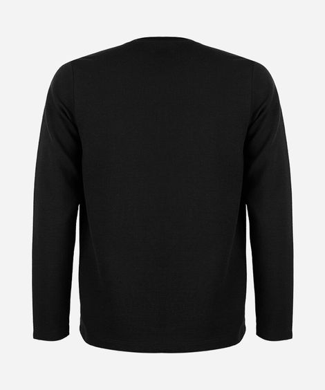 blusa juvenil manga longa canelada preta