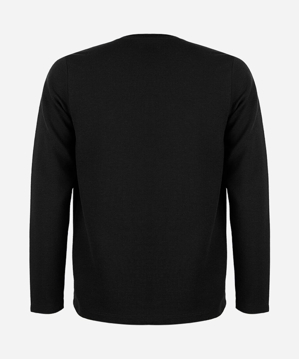 blusa juvenil manga longa canelada preta