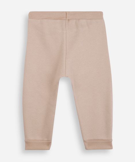 calça de moletom infantil texturizada bege