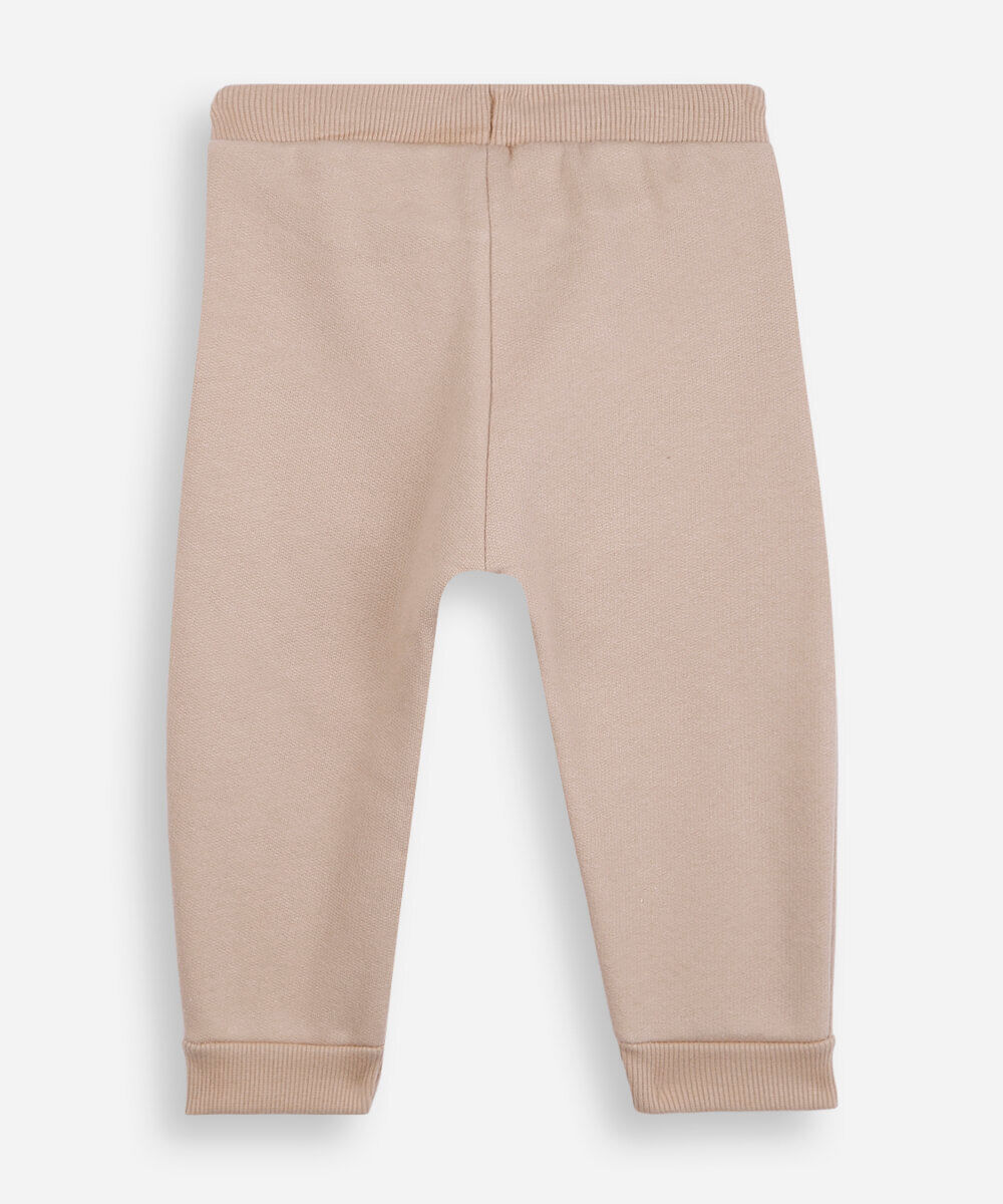 calça de moletom infantil texturizada bege