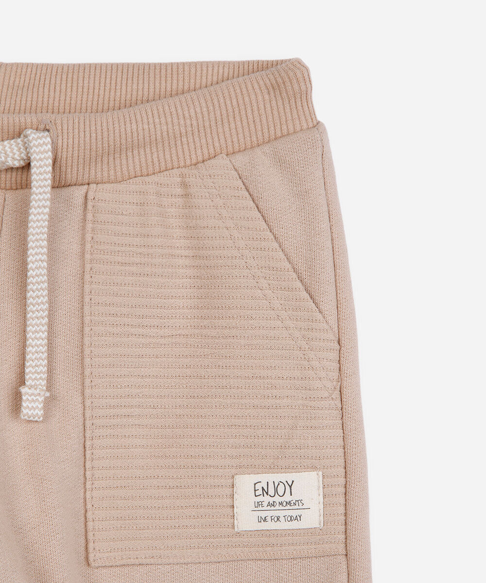 calça de moletom infantil texturizada bege