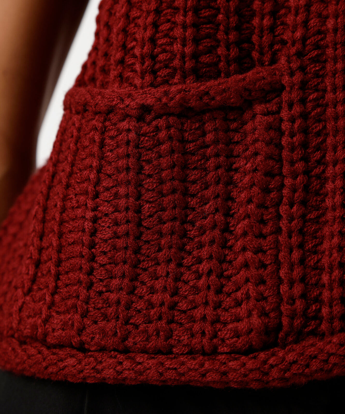 colete feminino de tricot com bolsos vinho