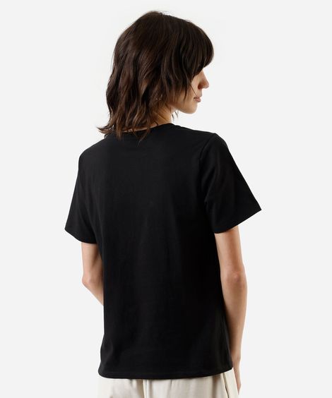 camiseta feminina de algodão secret garden preta