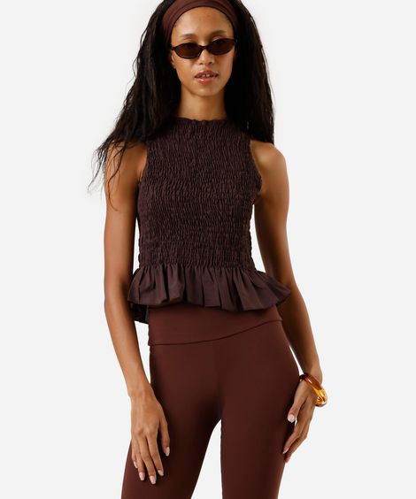 regata feminina cavado laxtex marrom