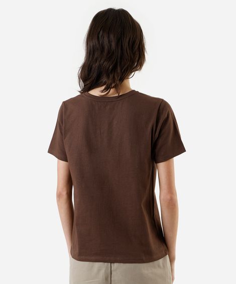 camiseta feminina de algodão café poesie marrom