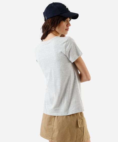 camiseta feminina de algodão out office cinza