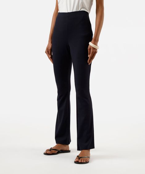 calça flare feminina com viscose cós elástico azul