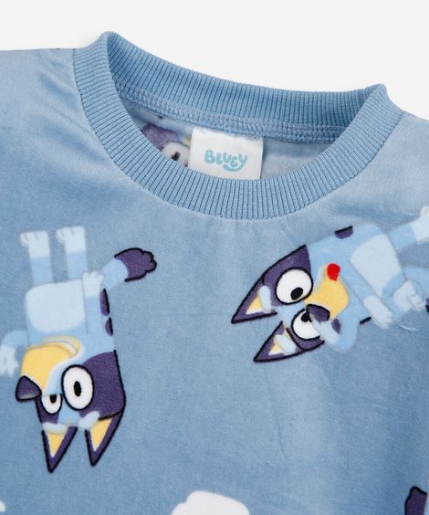 pijama longo infantil de fleece bluey azul
