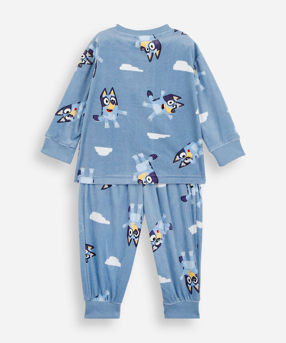 pijama longo infantil de fleece bluey azul