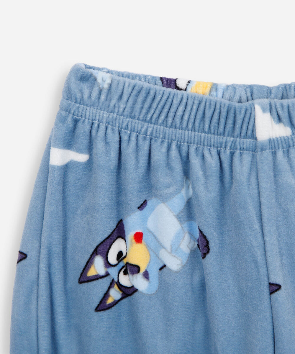 pijama longo infantil de fleece bluey azul