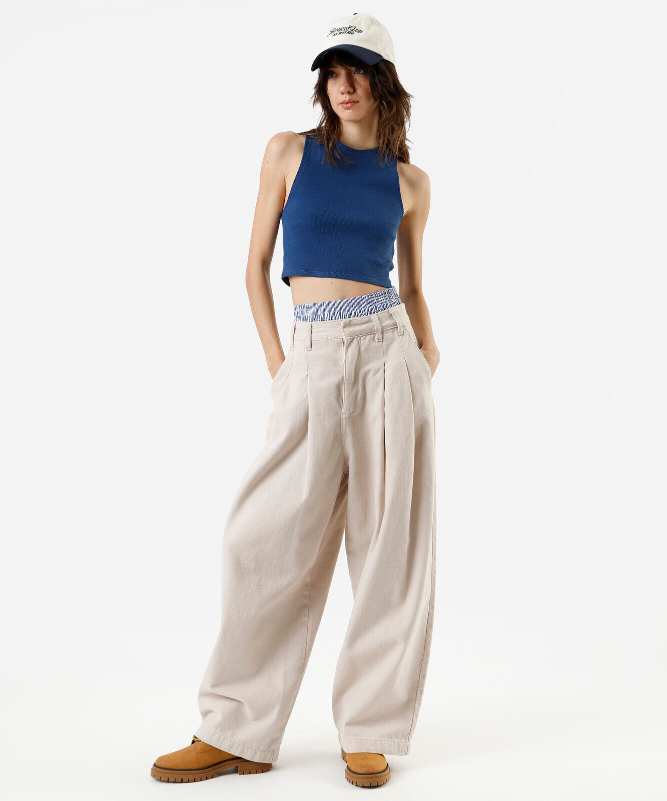 cropped básico feminino de algodão canelado azul