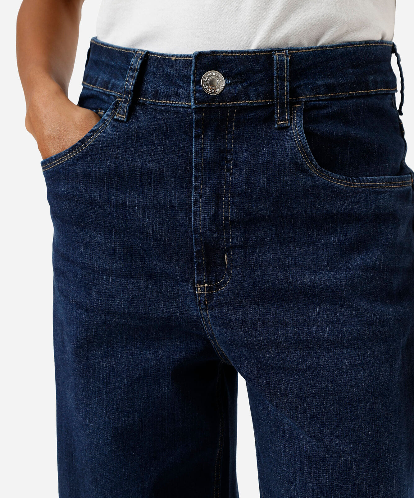 calça wide leg feminina cintura alta azul