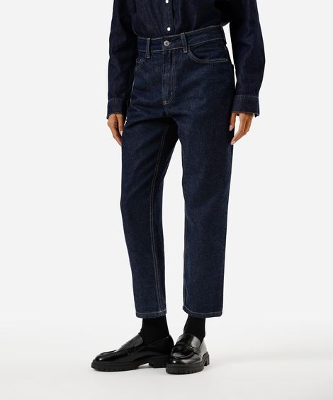 calça mom jeans cintura super alta azul