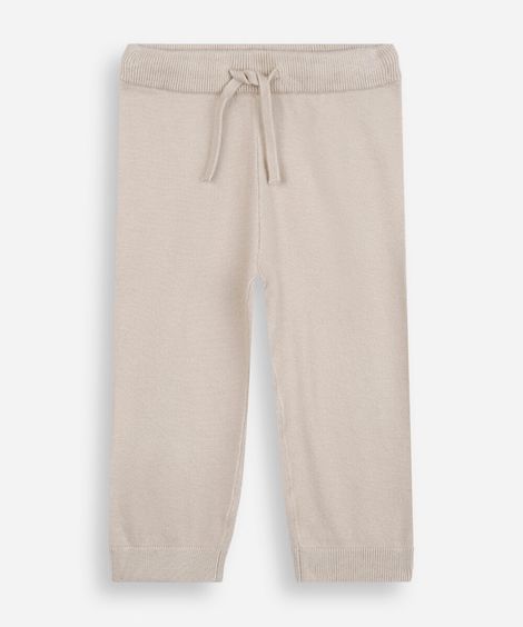 calça jogger infantil de tricot bege