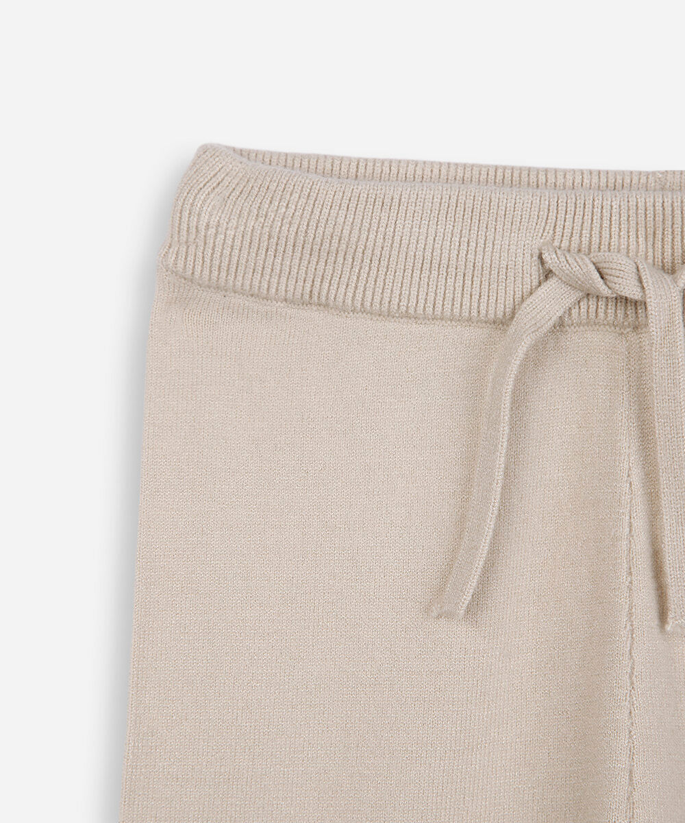 calça jogger infantil de tricot bege