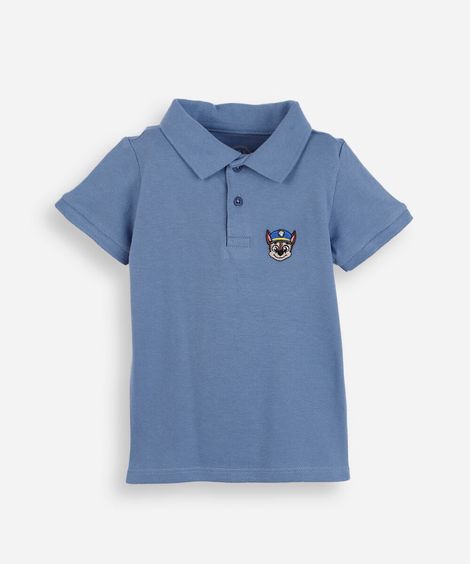 polo infantil de algodão com bordado patrulha canina azul